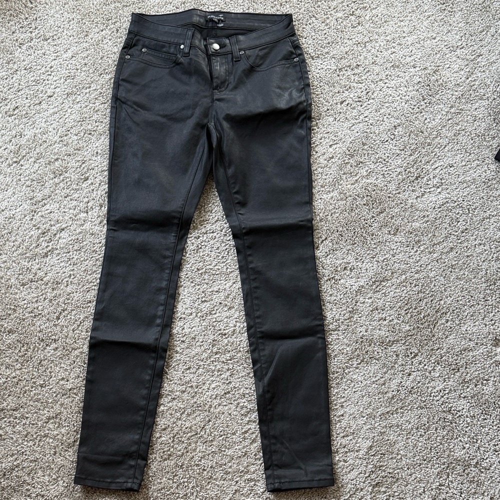 Eileen Fisher Waxed Charcoal Denim Pants 2